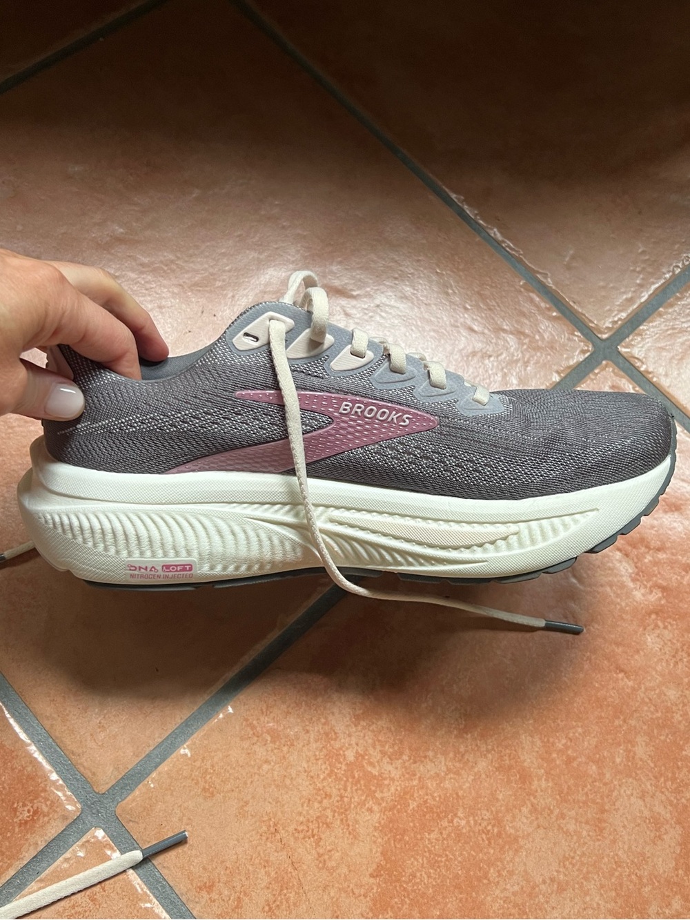 Brooks Women's Gray and Pink Slip-Resistant Running Shoe